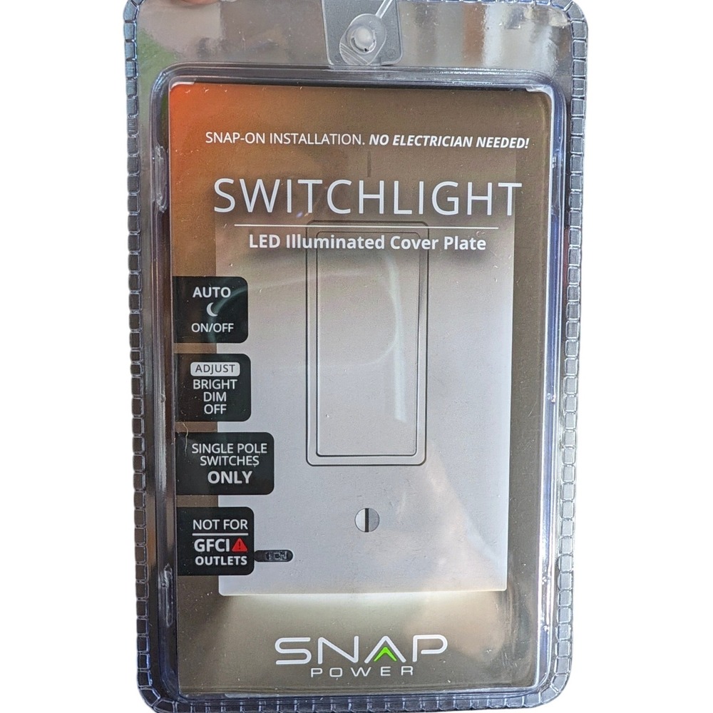 SnapPower SwitchLight LED Illuminated Rocker Wall Plate White S1SW-KWH-SP20-2